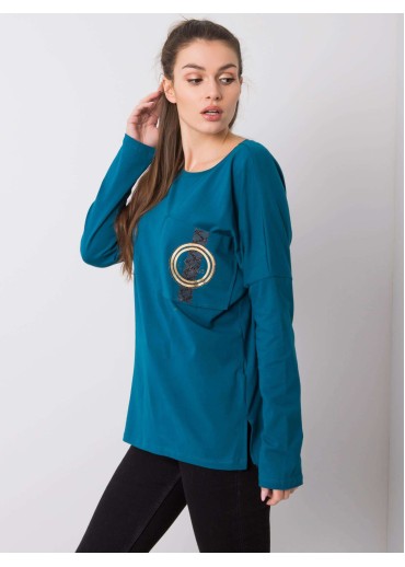 Azúrovo modré tričko s dlhým rukávom