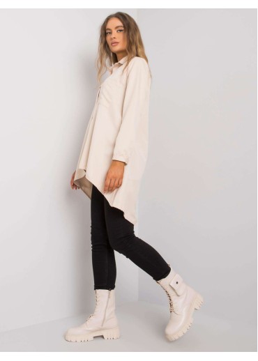 Béžovo hnedá predĺžená košeľa