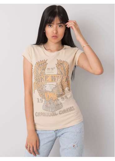 Béžovo hnedé bavlnené tričko