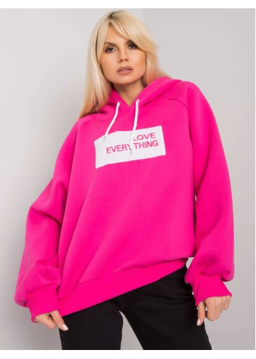 Fuchsiovo ružová oteplená mikina s kapucňou