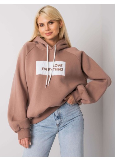 Béžovo hnedá oteplená mikina s kapucňou