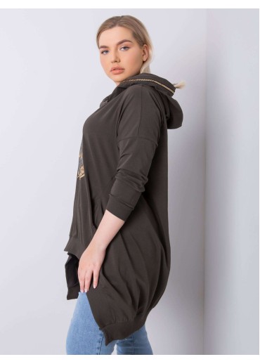 Khaki zelená mikina s kapucňou