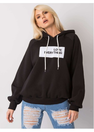 Čierna oteplená mikina s kapucňou