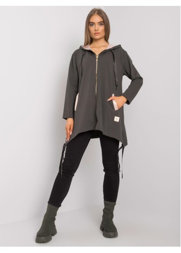 Khaki zelená asymetrická mikina