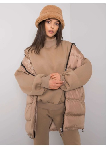 Béžovo hnedá tepláková súprava s vestou