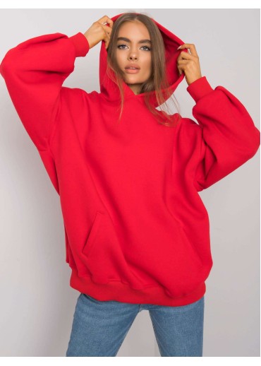 Červená basic mikina s kapucňou