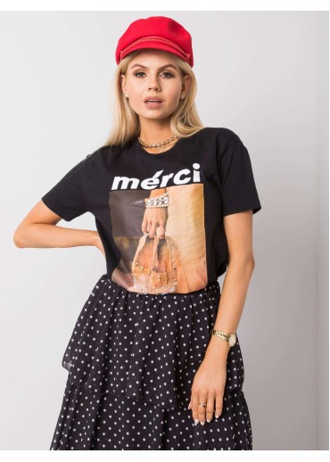 Čierne bavlnené tričko