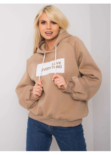 Kapučínovo hnedá oteplená mikina s kapucňou