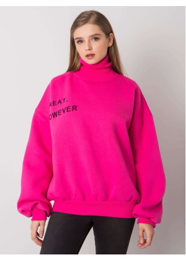 Fuchsiovo ružová mikina s rolákovým golierom