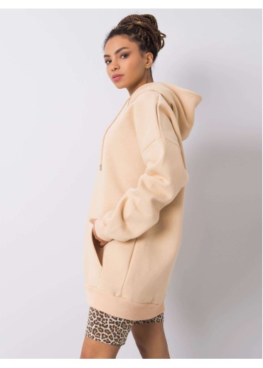 Béžovo hnedá predĺžená mikina