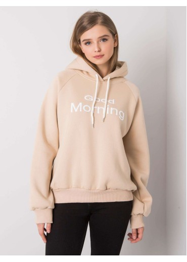 Béžovo hnedá oteplená mikina s kapucňou