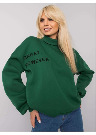 Tmavozelená mikina s rolákovým golierom