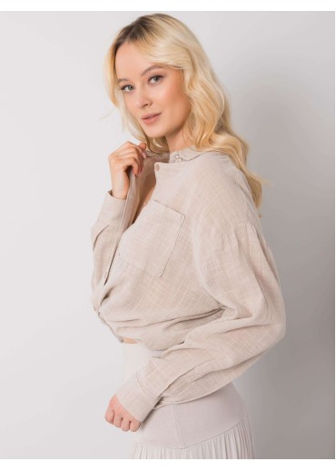 Béžovo hnedá predĺžená košeľa