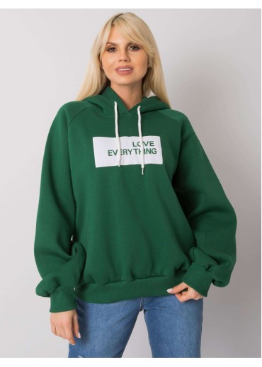 Tmavozelená oteplená mikina s kapucňou