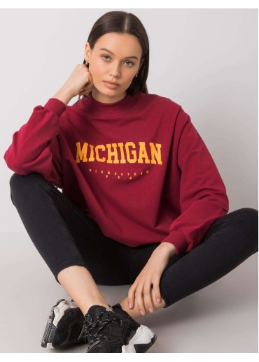 Bordovo červená mikina so stojačikovým golierom