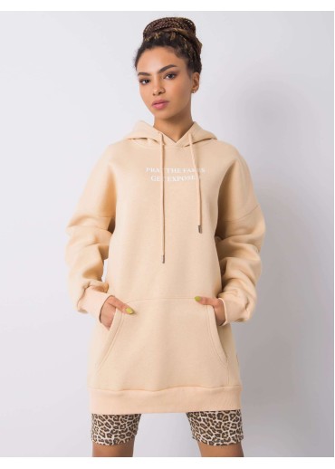 Béžovo hnedá predĺžená mikina