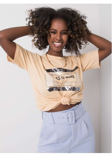 Béžovo hnedé bavlnené tričko