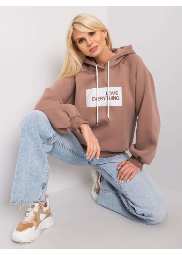 Béžovo hnedá oteplená mikina s kapucňou