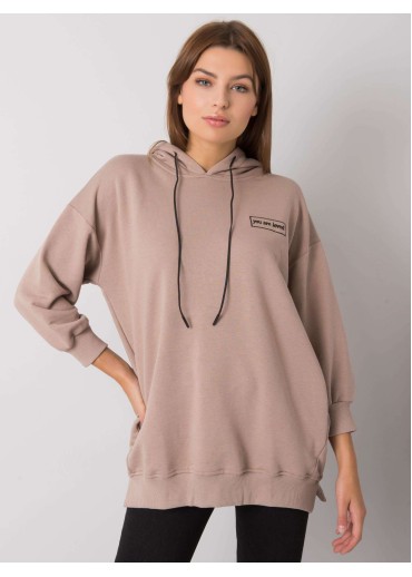 Béžovo hnedá bavlnená mikina