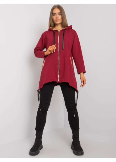 Bordovo červená asymetrická mikina