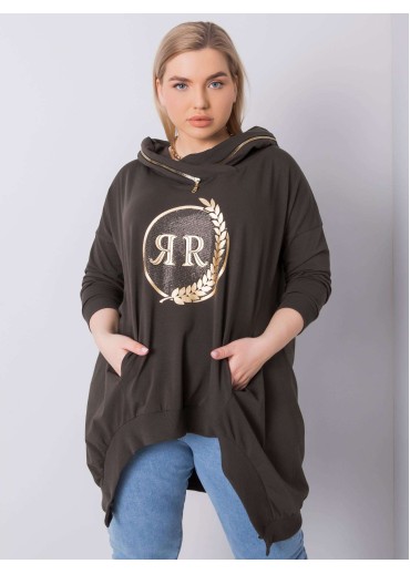 Khaki zelená mikina s kapucňou