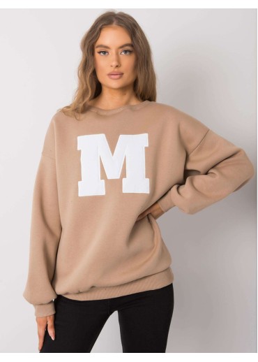 Béžovo hnedá mikina s nášivkou