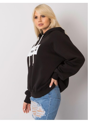 Čierna oteplená mikina s kapucňou