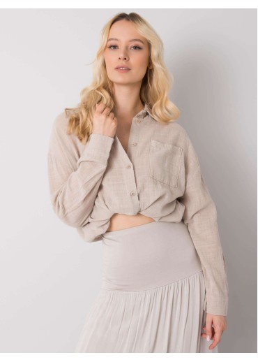 Béžovo hnedá predĺžená košeľa