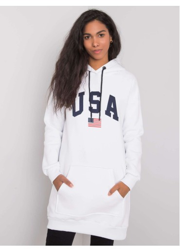 Biela predĺžená mikina