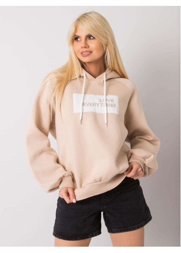 Béžovo hnedá oteplená mikina s kapucňou
