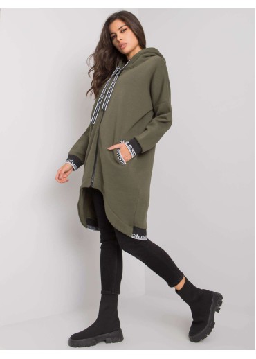 Khaki zelená asymetrická mikina
