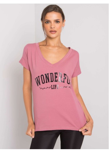 Tmavopúdrovo ružové tričko s potlačou