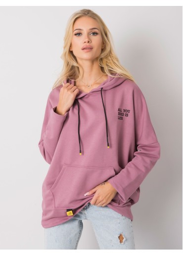 Tmavopúdrovo ružová mikina s kapucňou