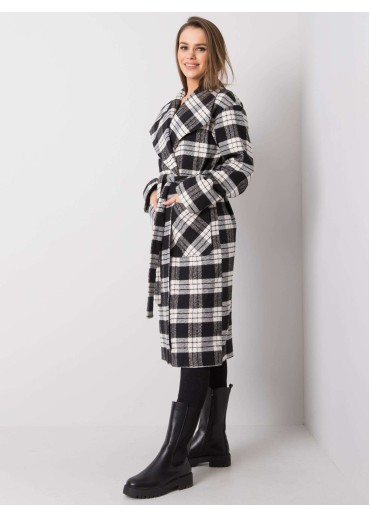 Čierny kabát s opaskom