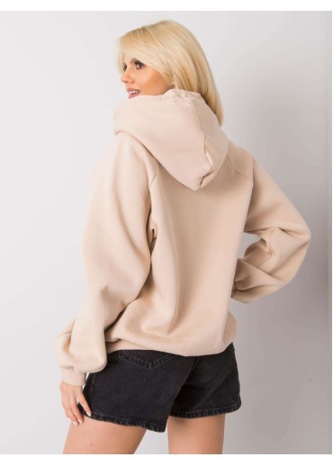 Béžovo hnedá oteplená mikina s kapucňou