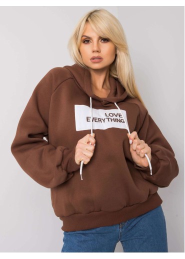 Béžovo hnedá oteplená mikina s kapucňou