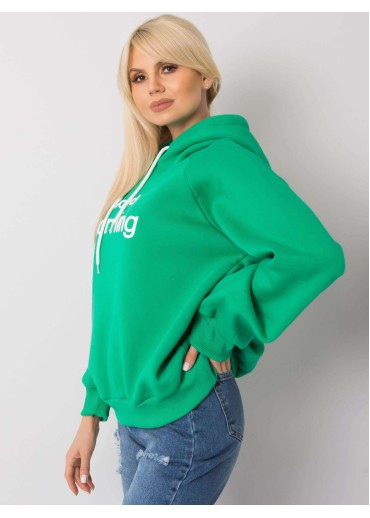 Zelená oteplená mikina s kapucňou
