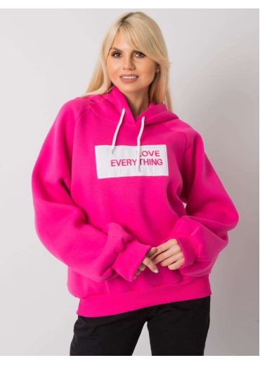Fuchsiovo ružová oteplená mikina s kapucňou