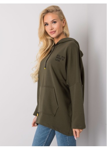 Khaki zelená mikina s kapucňou