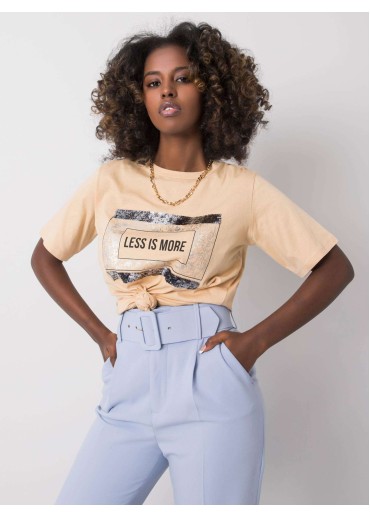 Béžovo hnedé bavlnené tričko