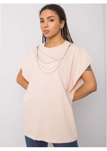 Broskyňovo ružové tričko s retiazkou