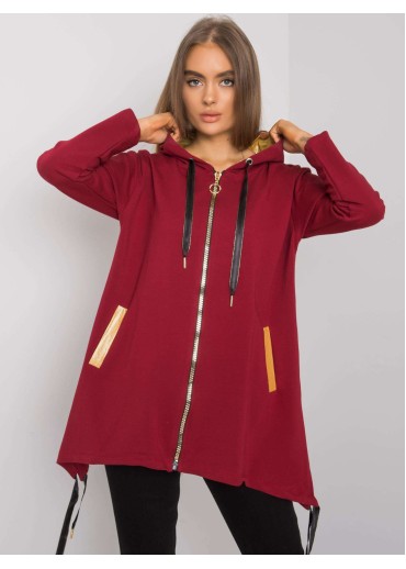 Bordovo červená asymetrická mikina