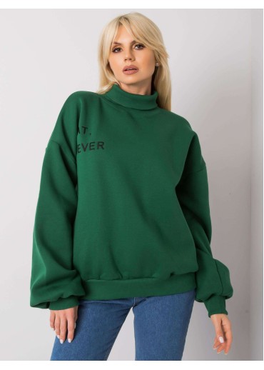 Tmavozelená mikina s rolákovým golierom