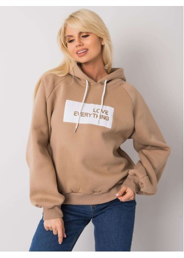 Kapučínovo hnedá oteplená mikina s kapucňou