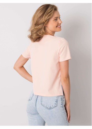 Broskyňovo ružové tričko s čipkou
