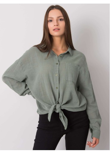 Khaki zelená predĺžená košeľa