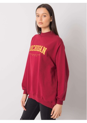 Bordovo červená mikina so stojačikovým golierom