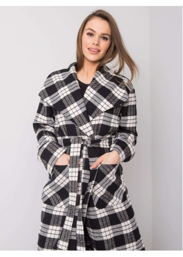 Čierny kabát s opaskom