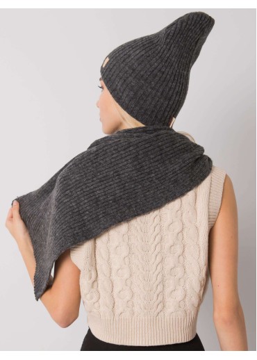 Tmavosivý šál a čiapka komplet