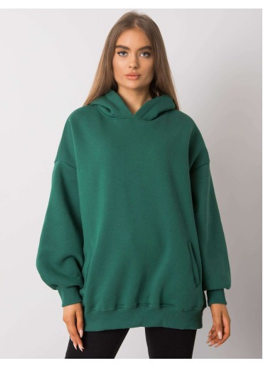 Tmavozelená basic mikina s kapucňou